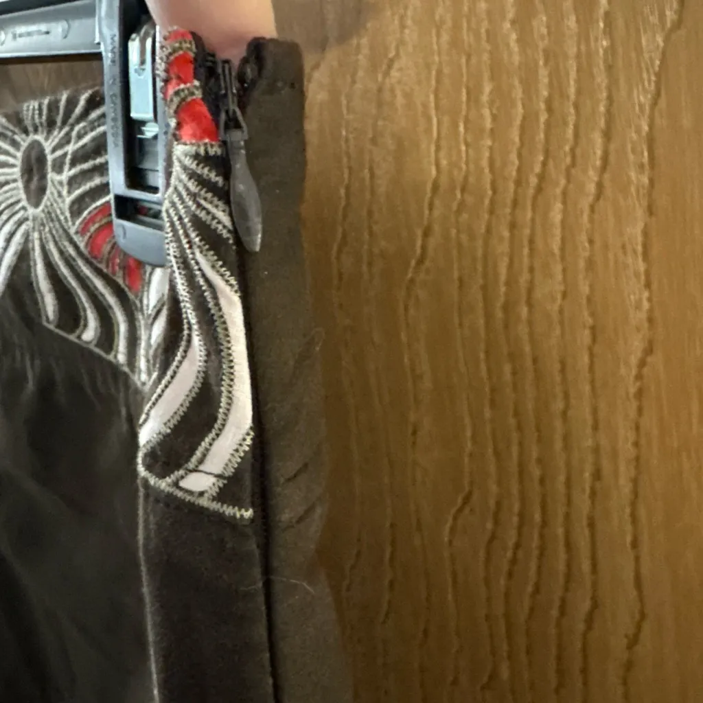 Etcetera Women's Brown Cotton Skirt With Floral Embroidery Size 12 - Image 3