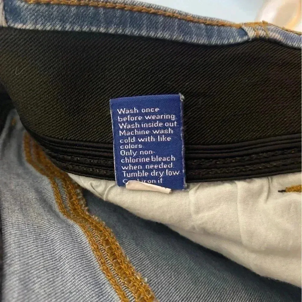 APT‎ 9 Denim Jean Pencil Skirt Pockets Slit Stretch Whiskered Blue Wash Sz 12 - Image 6