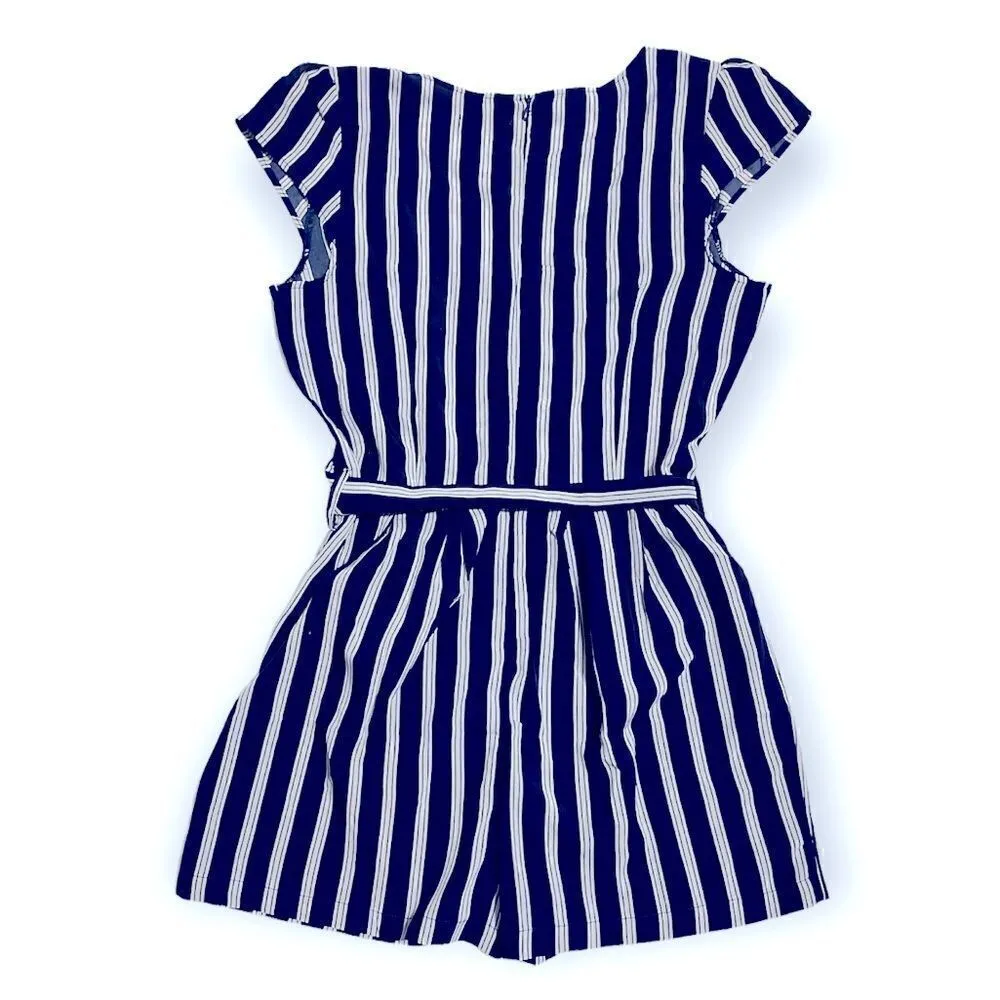 MissMoly Striped Navy Romper with Belt Size XS‎ Blue - Image 3