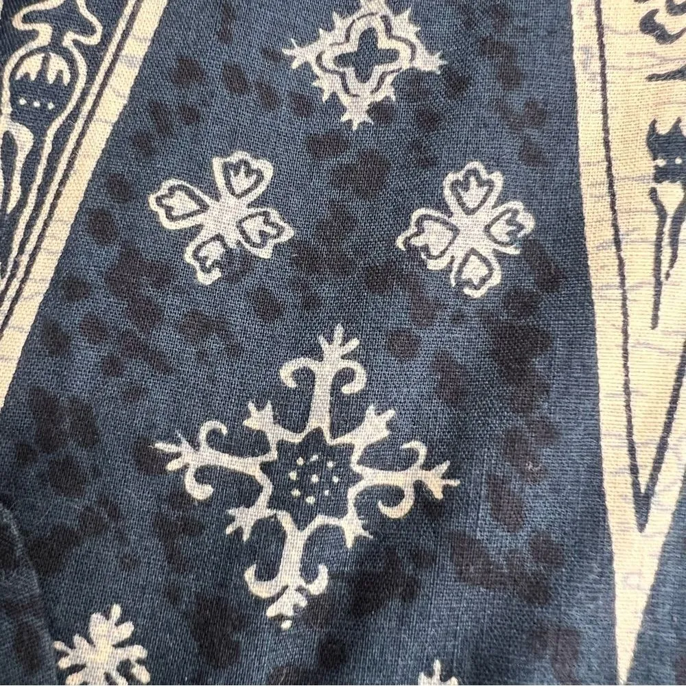 J. Peterman Company Batik Deep Teal Blue/Cream Kaftan Dress Blue Size M - Image 7