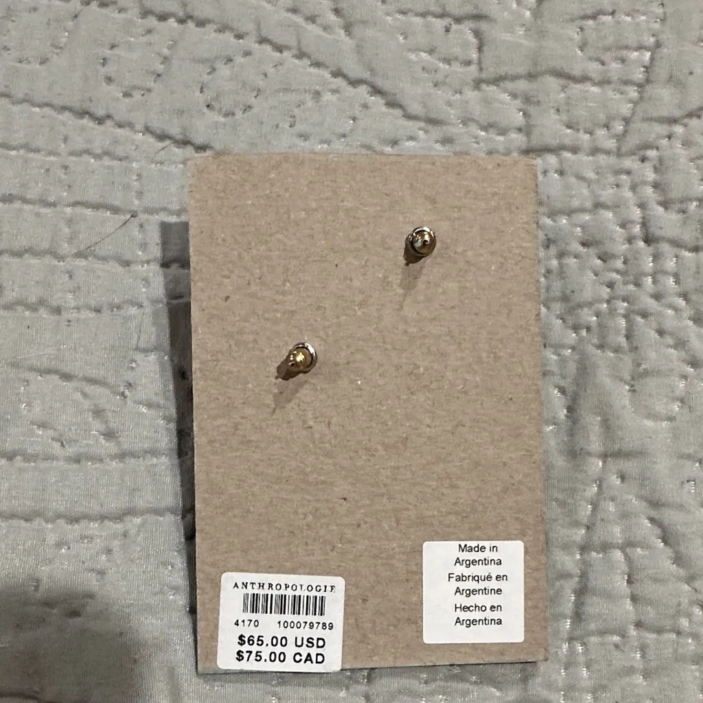 Anthropologie Gold and Iridescent Earrings - Image 2