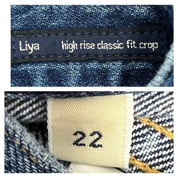 Citizens of Humanity‎ Liya Classic Fit Crop Sz 22" Blue Distressed Summer Sleek - Image 4
