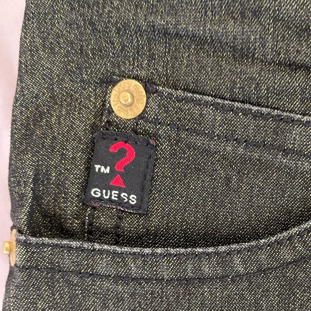 Guess Jeans Vintage 90’s black gold metallic thread Bootcut high rise jeans 29” - Image 6