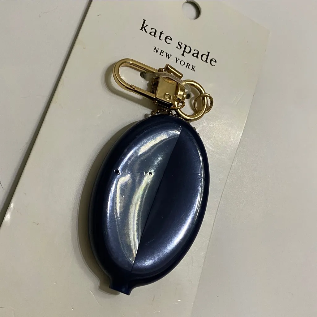 Kate Spade Blue Coin Purse with Gold Clip “My two cents” - Image 3