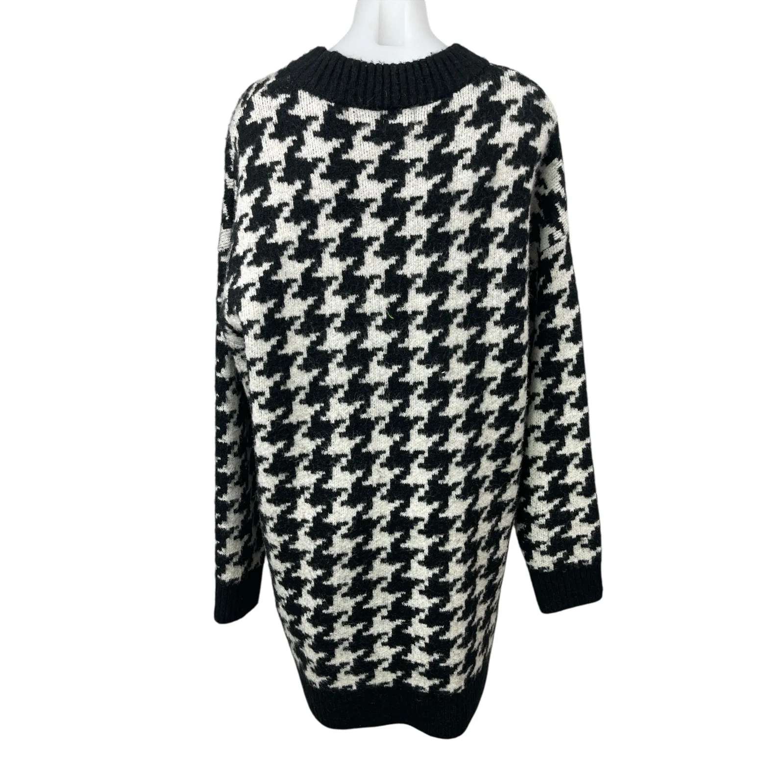 H&M Womens Houndstooth Crew Neck Long Sleeve Tunic Sweatshirt Sweater Top Size L - Image 2