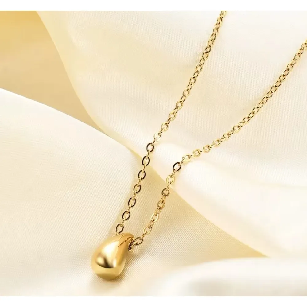 NEW Teardrop‎ Pendant Necklace Gold Plated Sterling Silver Minimalist Jewelry - Image 7