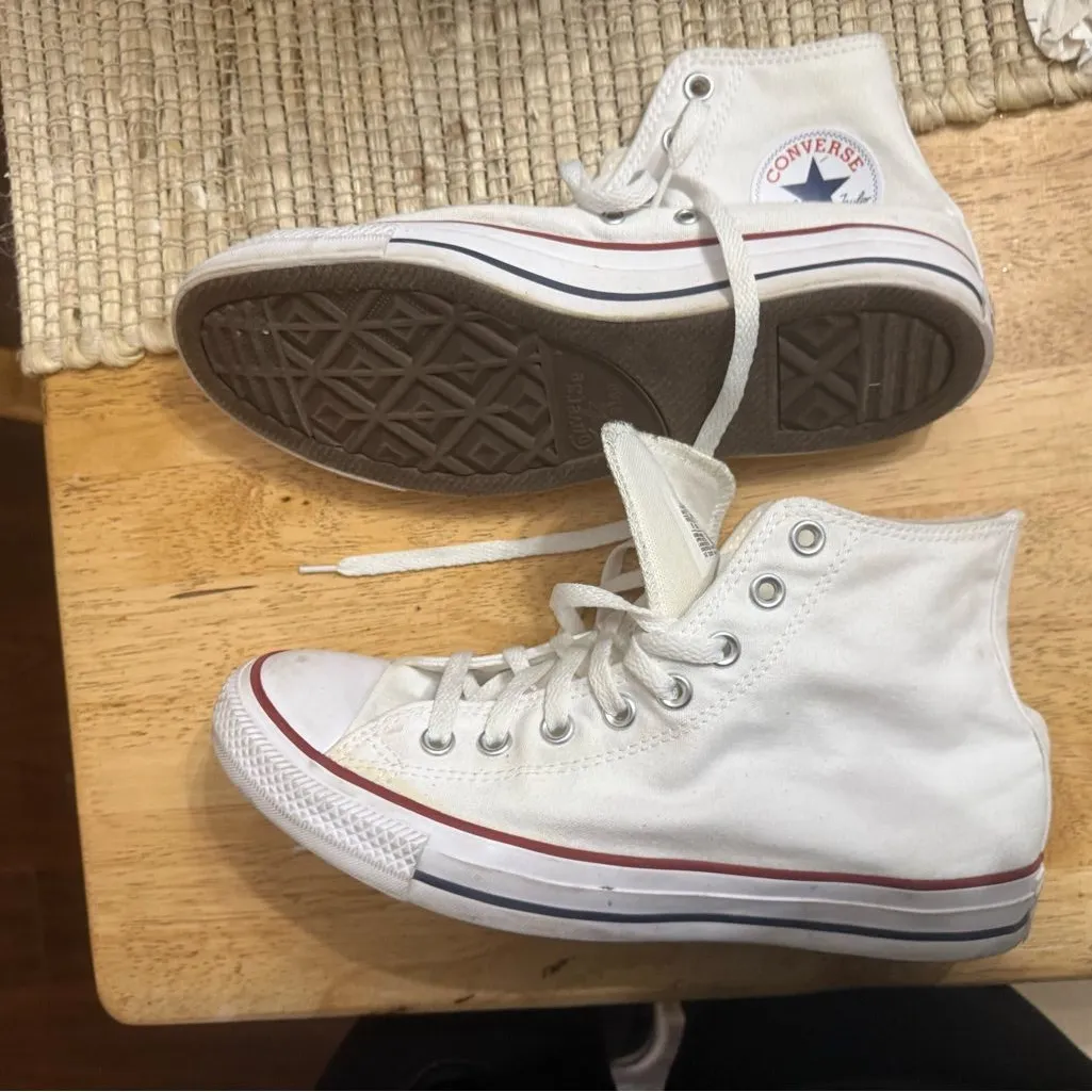 Converse white high tops women’s 10 men’s 8 - Image 8