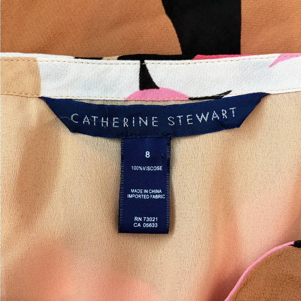 Y2K Floral boho Midi Skirt Pink Brown Ruffle Wrap fairy downtown Style Size 8 Tan - Image 2