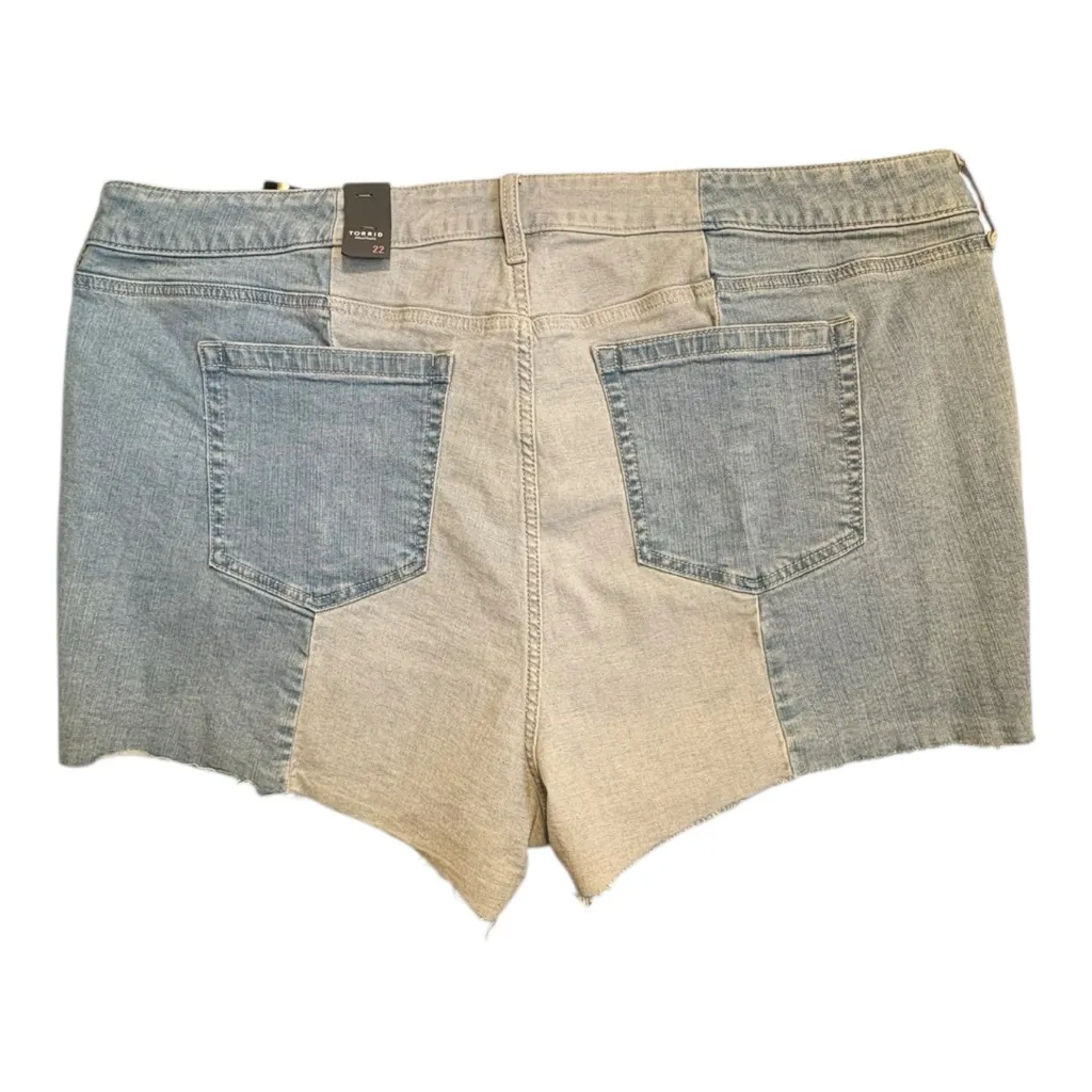 TORRID Jean Shorts Womens Plus 22 Patchwork Denim Streetwear Festival Casual NWT - Image 3