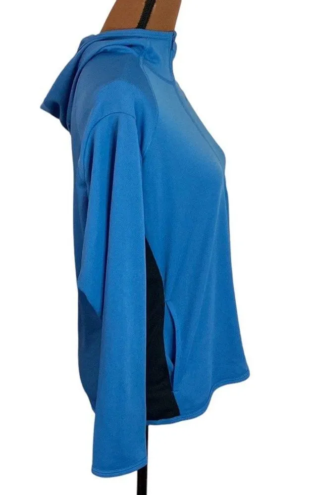 Nike athletic hooded mesh fabric half zip jacket  in storm blue black size M - Image 3