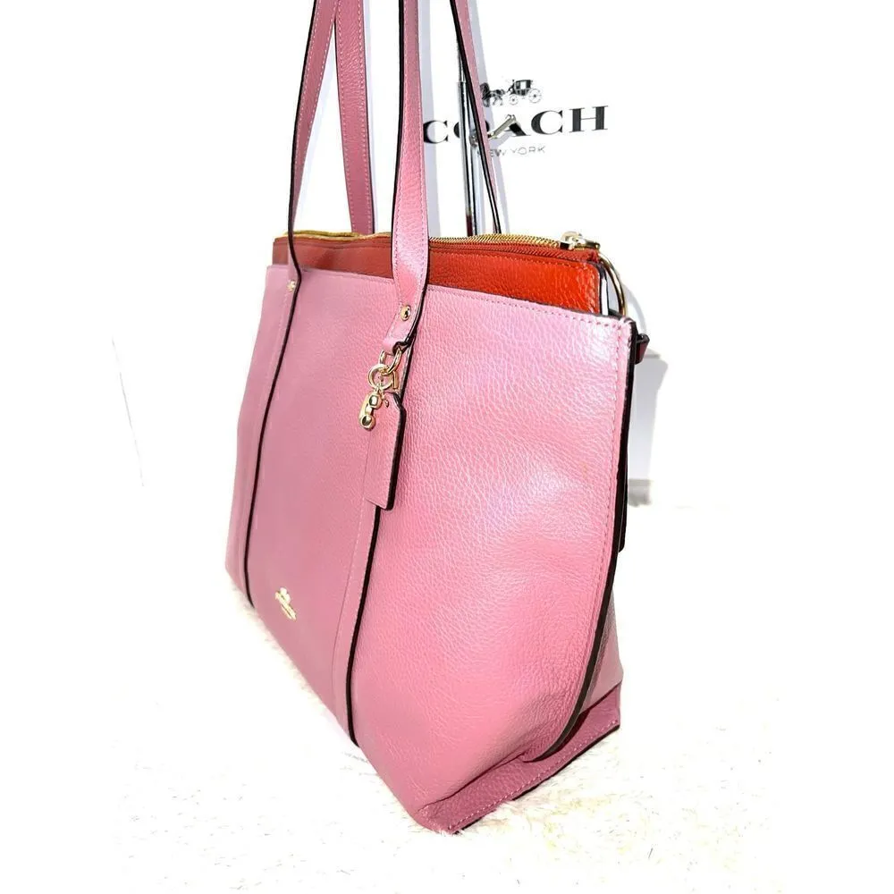 🔥🎁NWT! Coach Leather MAY Tote Handbag Signature Rose Pink Msrp:$428.00 - Image 3