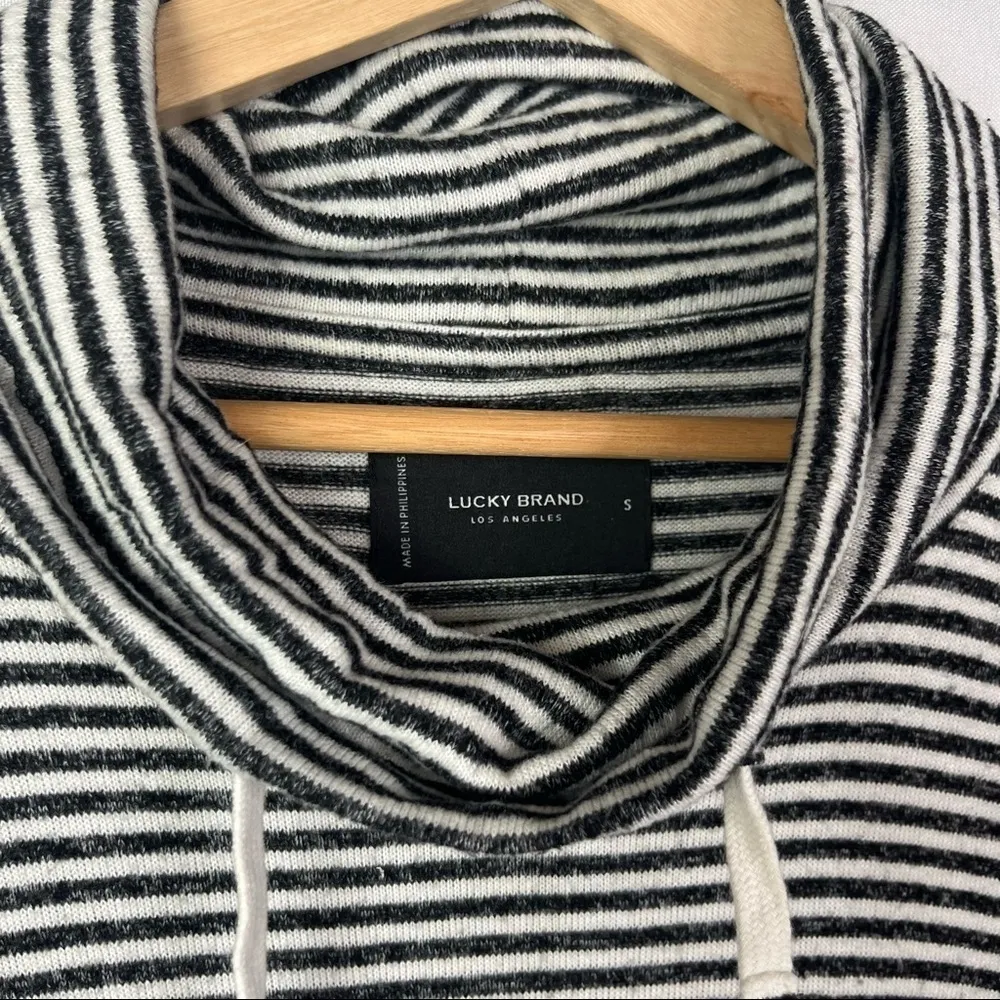 Lucky Brand Black & White Stripe Cowl Neck Lightweight Sweatshirt S - Image 4
