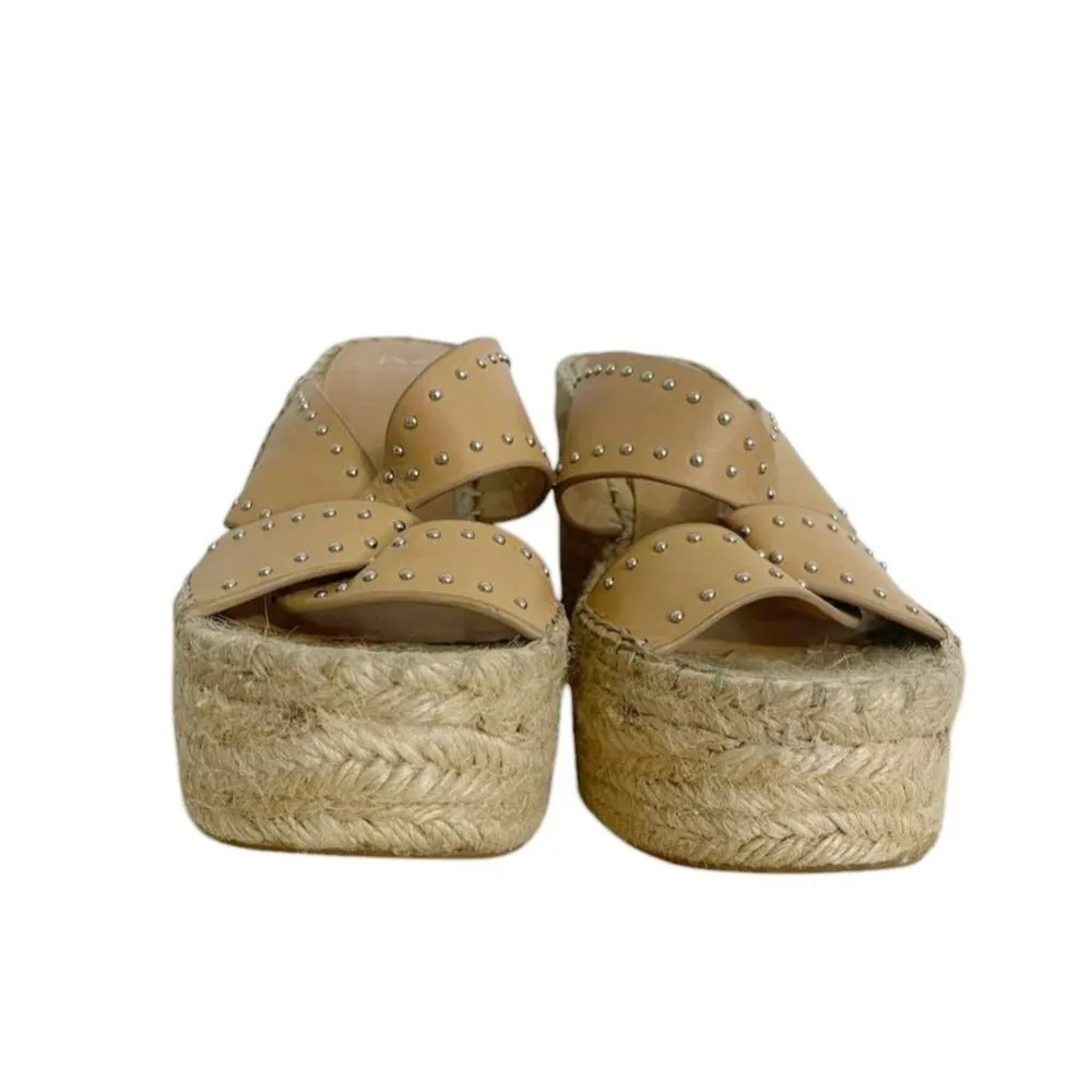 Marc Fisher Size 7 Wedge Espadrille Studded Beige Camel - Image 2