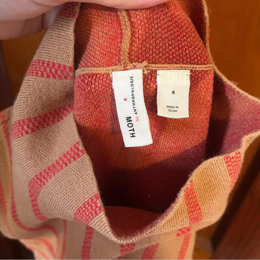Anthropologie Moth Striped Sleeveless Mockneck Top Red - Image 2