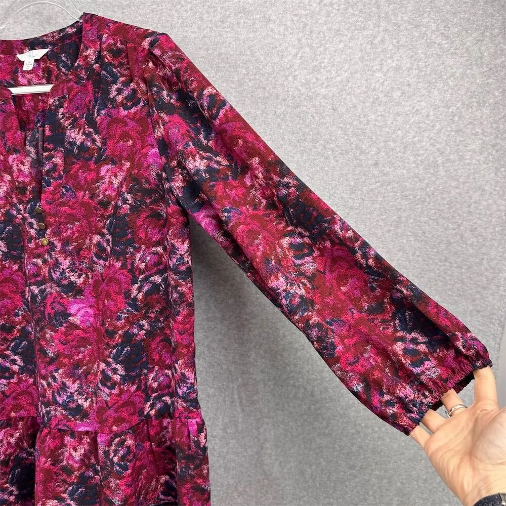 Time and Tru Women's Floral V-Neck Drop Waist Dress Size L Multicolor - Image 4