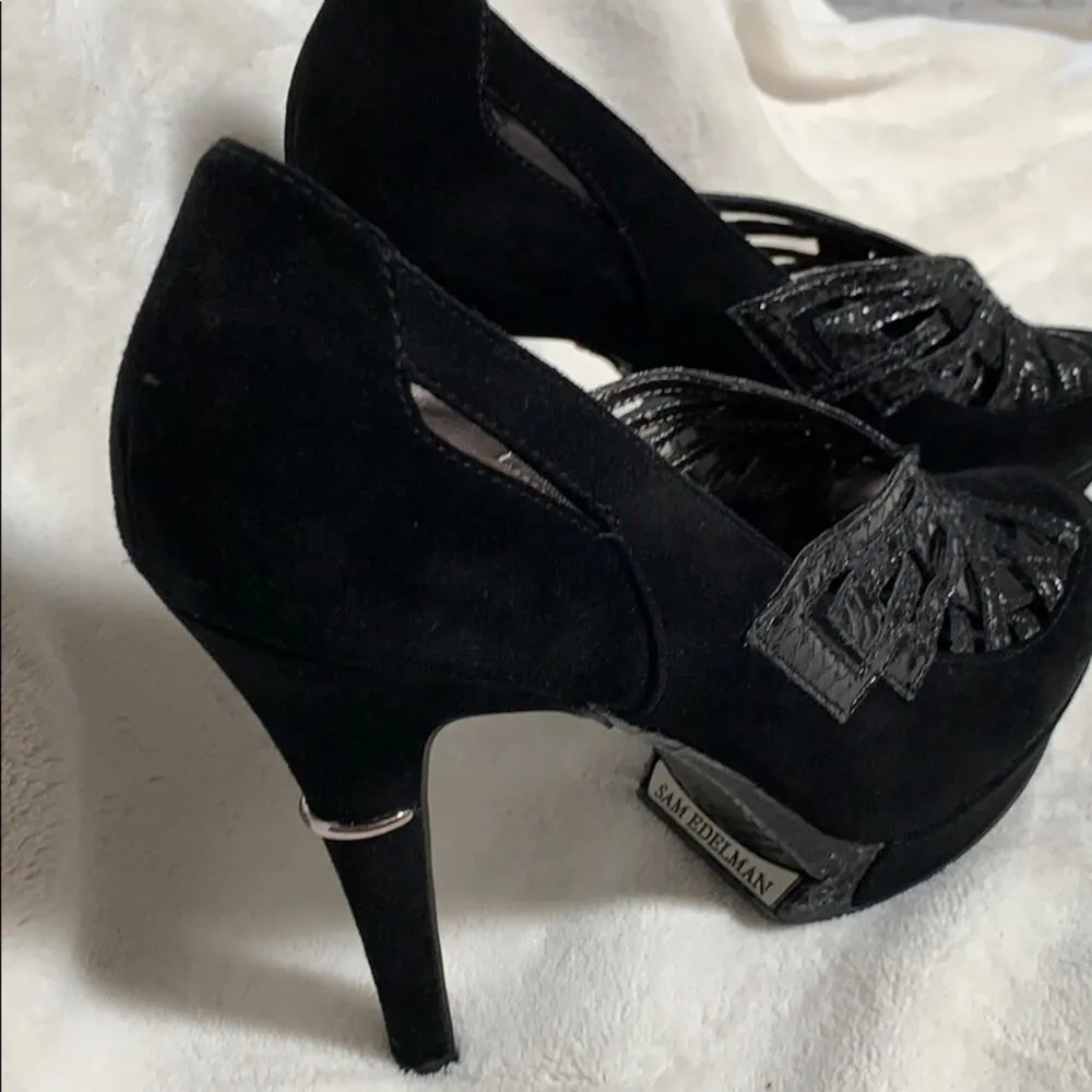 Sam Edelman Damen Nixie Suede Snakeskin Open-Toe Pump Heels Size 8 - Image 3