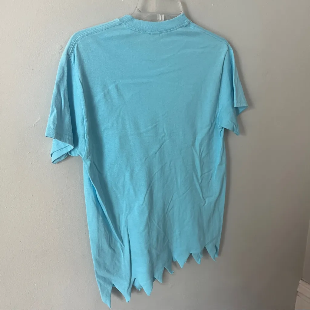 Halloween Costume Blue Retro Arcade Game Ghost T-shirt - Image 4