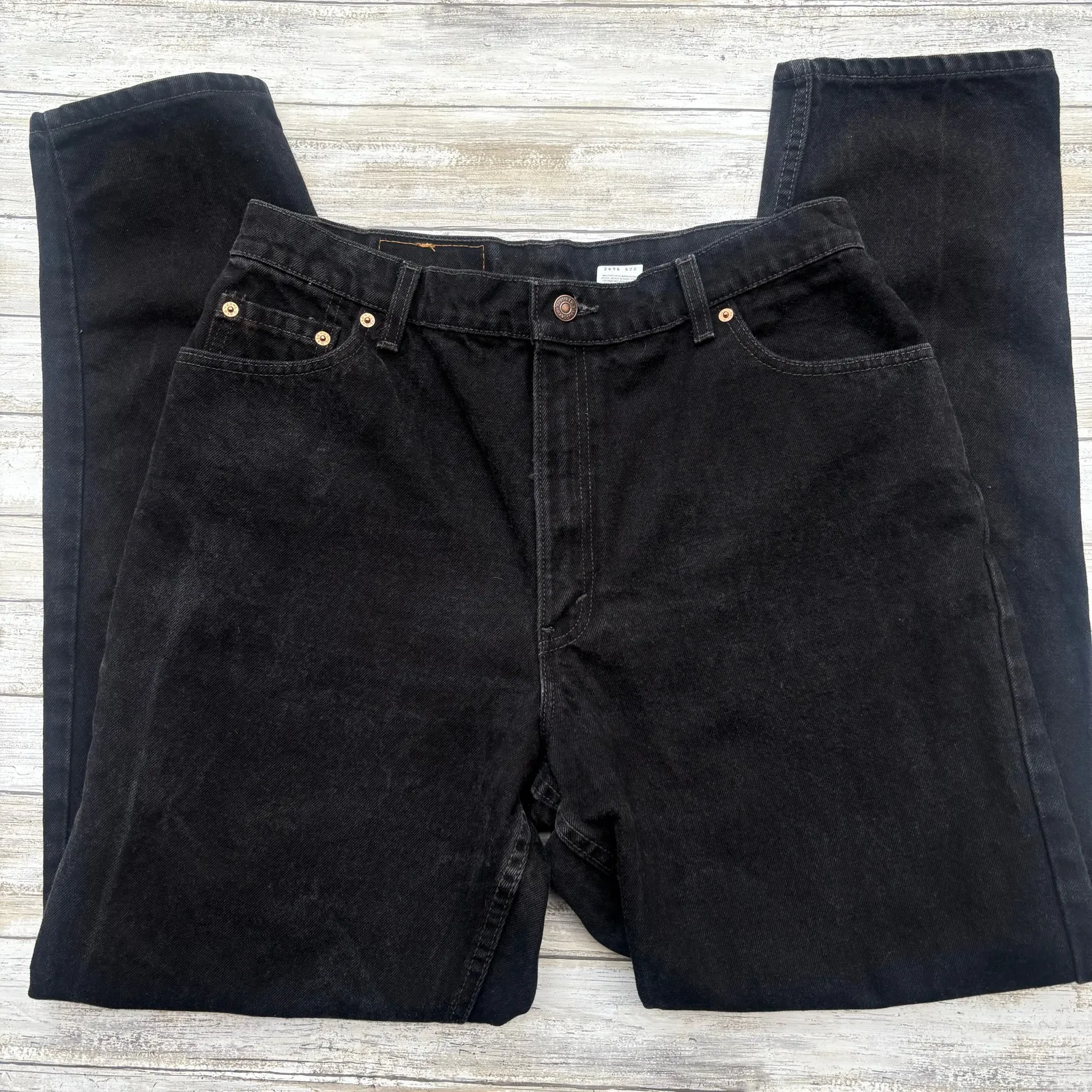 VTG 90s Levi’s 550 Jeans 16 Reg Black Denim Relaxed Tapered Mom USA Made 33 x 32 - Image 3
