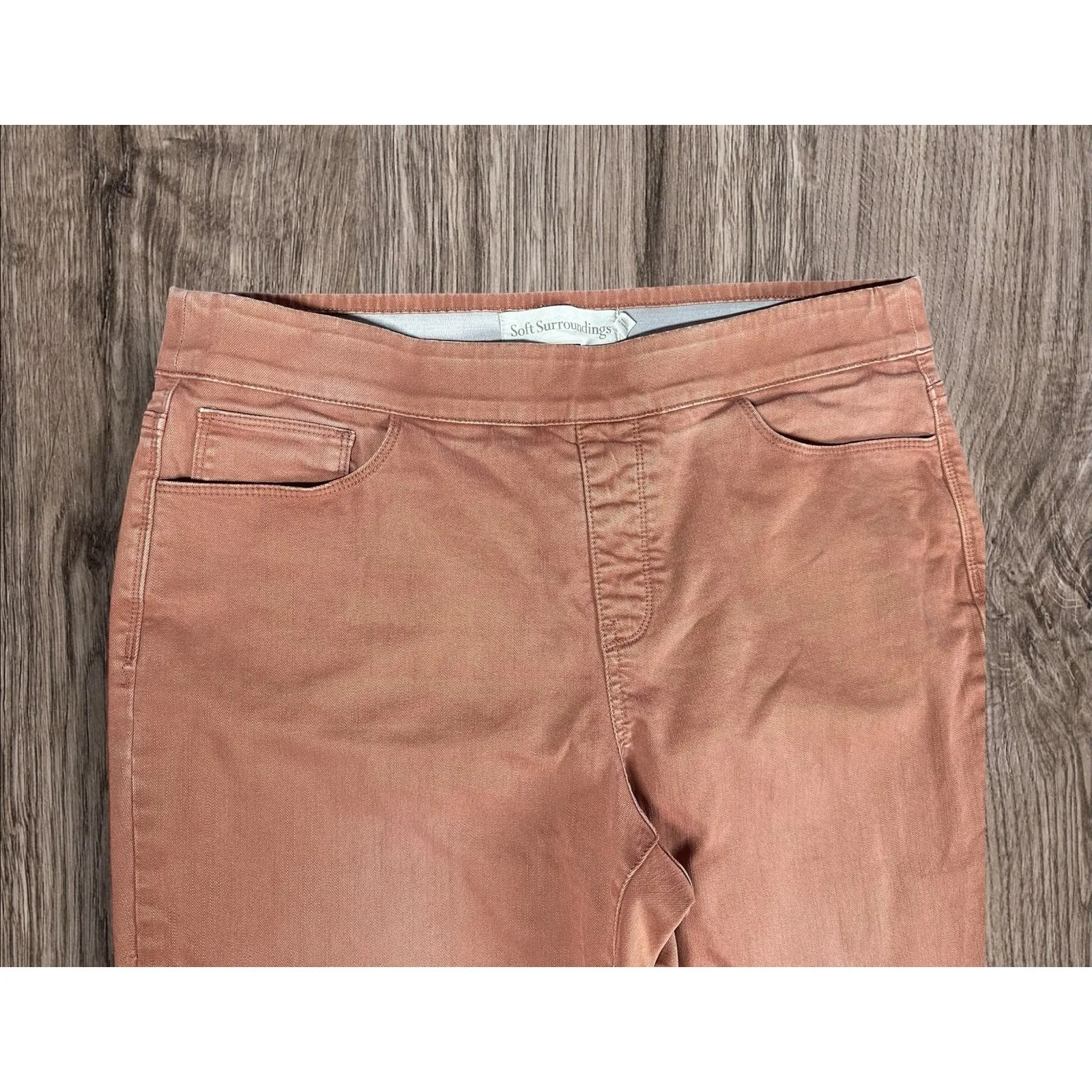 Soft Surroundings The Ultimate Pull On Denim Stretch Jeans Womens L Rust Brown - Image 2