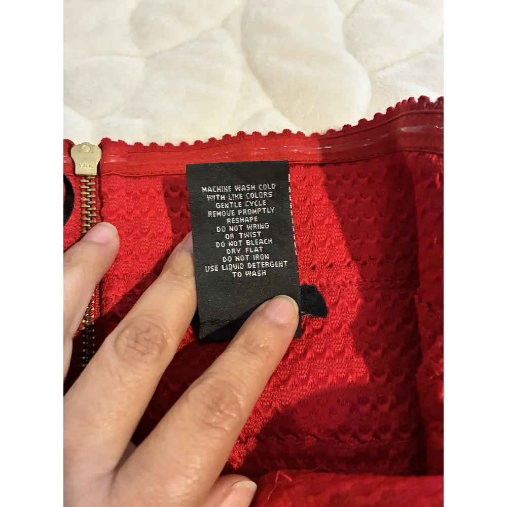 B Darlin Juniors Red Strapless A-Line Fit & Flare Dress Striped Party Prom-13/14 - Image 5