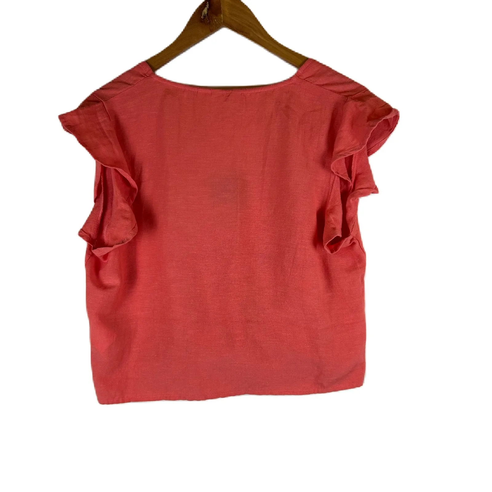 NWT Roxy‎ Women's XL Sweeter Than This Button Up Tie Front Ruffle Sleeve Top - Image 2