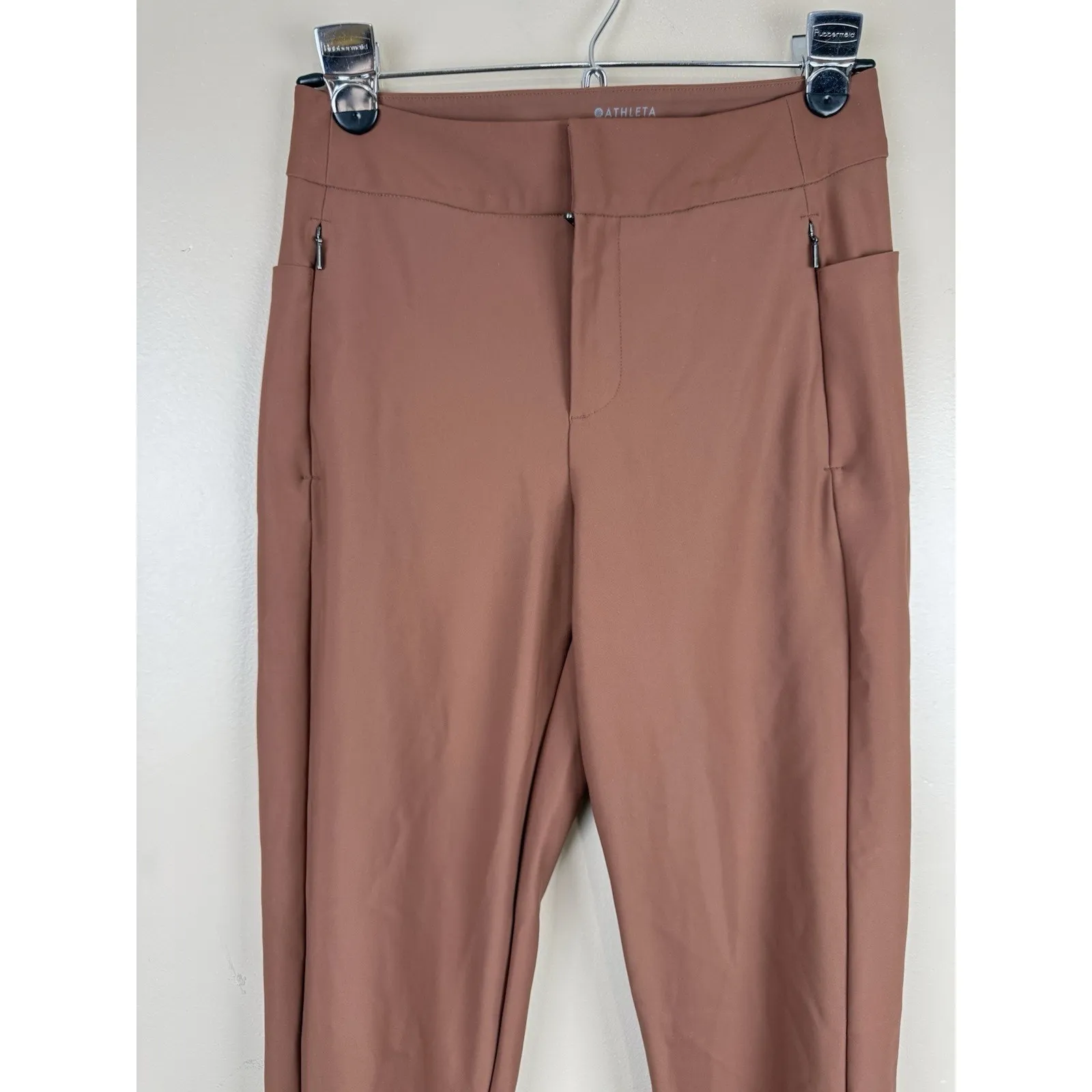 Athleta Stellar Skinny Trouser Pants Women’s Size 2 Brown Travel Casual Pockets - Image 2