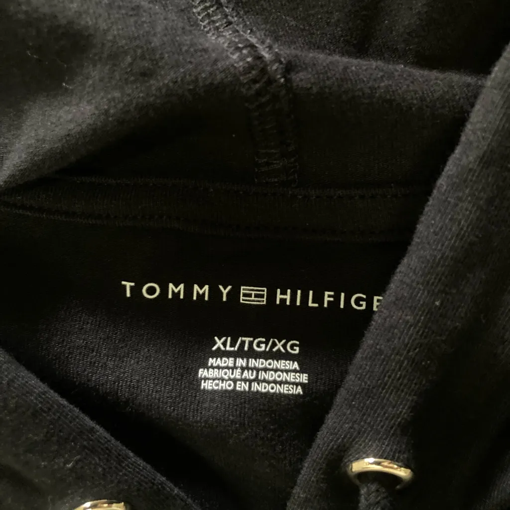 Tommy Hilfiger Black Hoodie T-Shirt Dress with Logo Tape – Size XL - Image 3