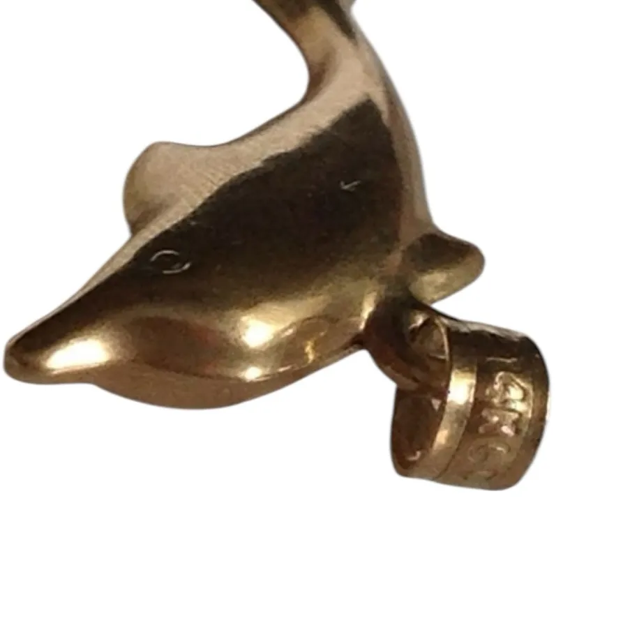 Vintage 14k dolphin yellow gold pendant - Image 2