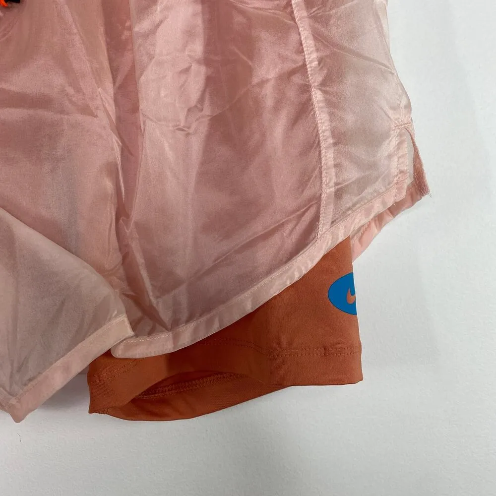 Nike Pink Orange Icon Clash Tempo Luxe Mid-Rise Running Shorts Womens Size XS - Image 5