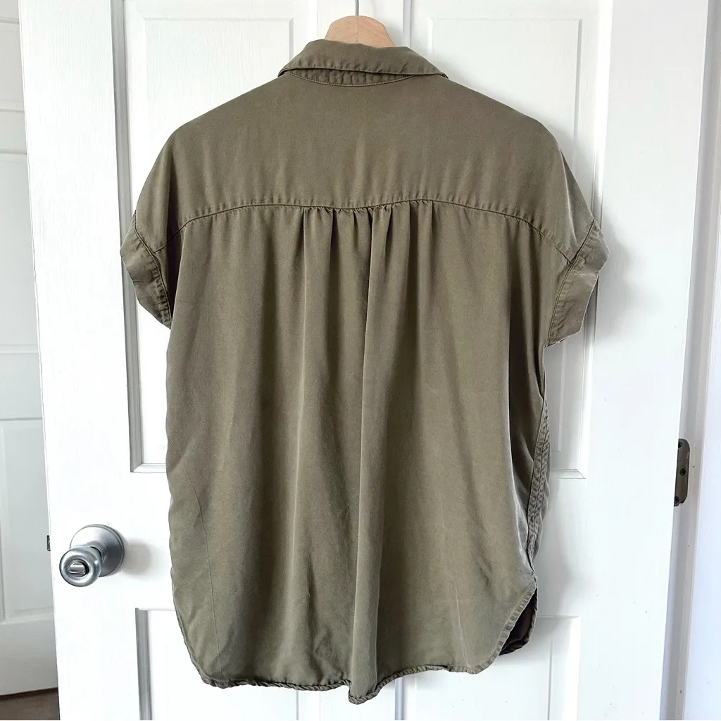 Quince Vintage Wash Tencel Camp Shirt Olive Green Size S - Image 6