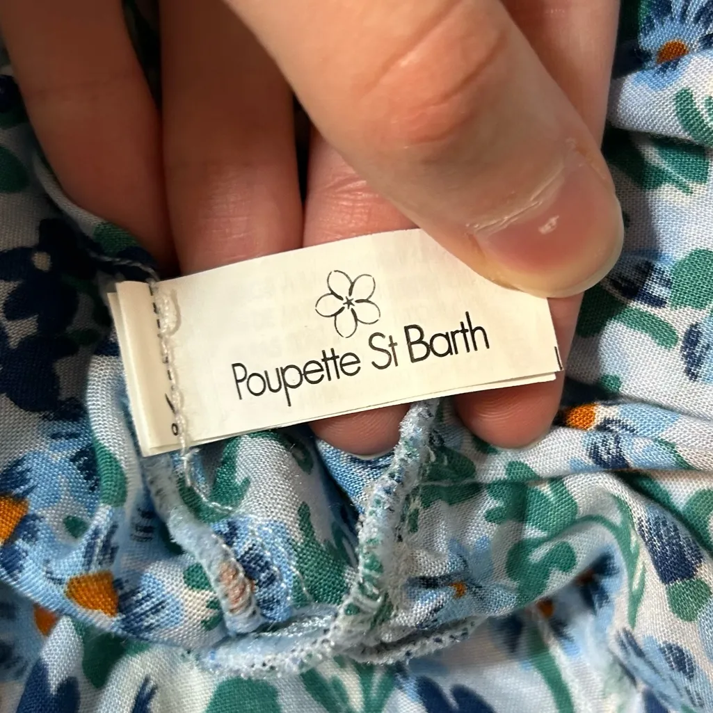 Poupette St Barth Mabelle Printed Mini Dress Blue Size Medium Resort Vacation - Image 12