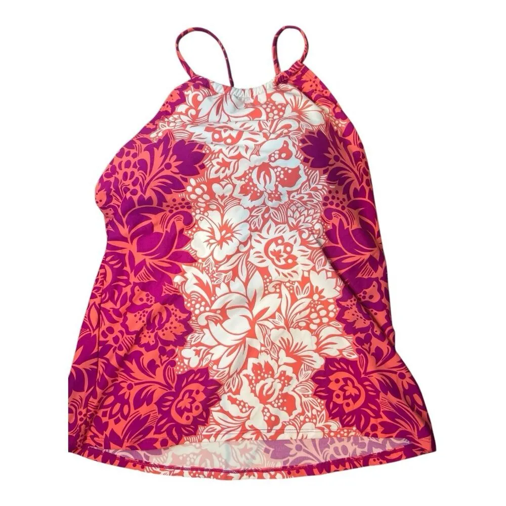 Lauren Ralph Lauren Women's Hawaiian High-Neck Swim Tankini Top Pink Size 8 - Image 3