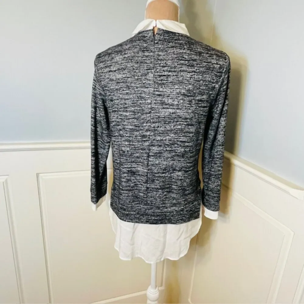 Velvet By Graham & Spencer Layered Collar Sweater Twofer Top XS White - Image 4