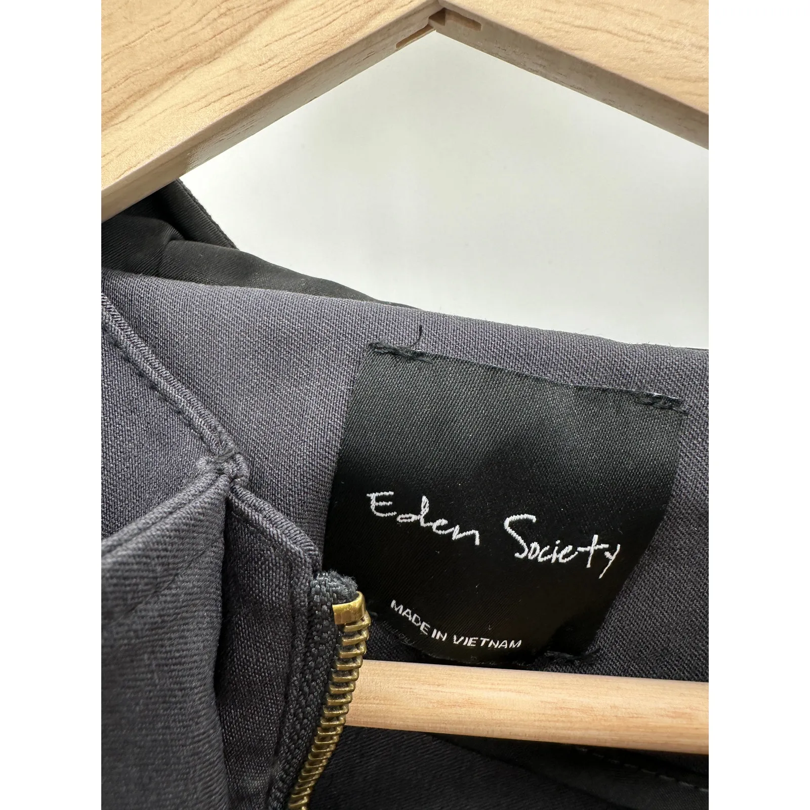 Eden Society Jacket Women SMALL Charcoal Black Full Zip Button Snap Long Sleeve - Image 4