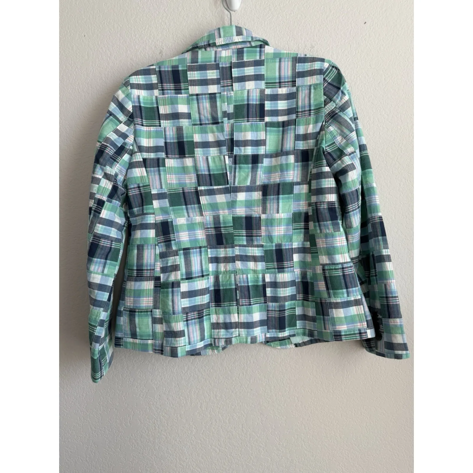 Talbots Blazer Women's 8‎ Petite Seersucker Madras Plaid Patchwork Lined Preppy - Image 7