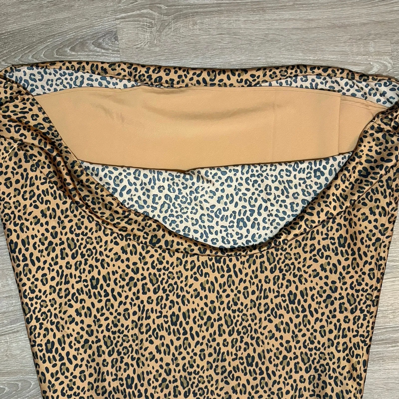 American Eagle Leopard Print Satin Slip Skirt Size Large Brown - Image 3