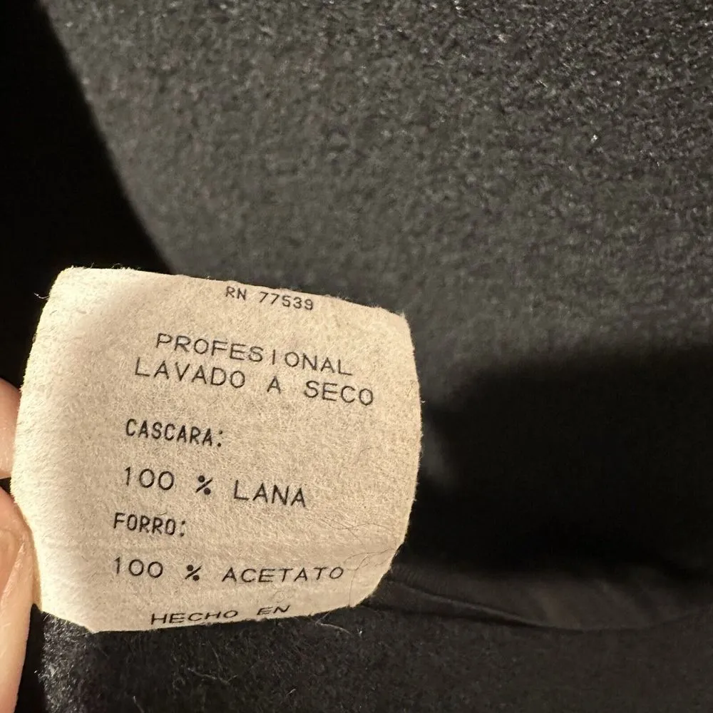 Womens Vtg Stephanie Mathews Wool Coat Velvet Trim /Big Buttons Coat Size 2x Black - Image 7