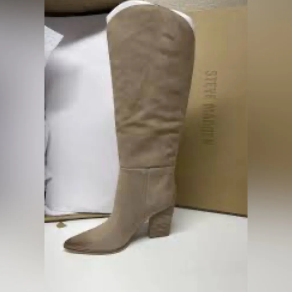 Steve Madden Knee High Boots Tan Nubuck - Image 3