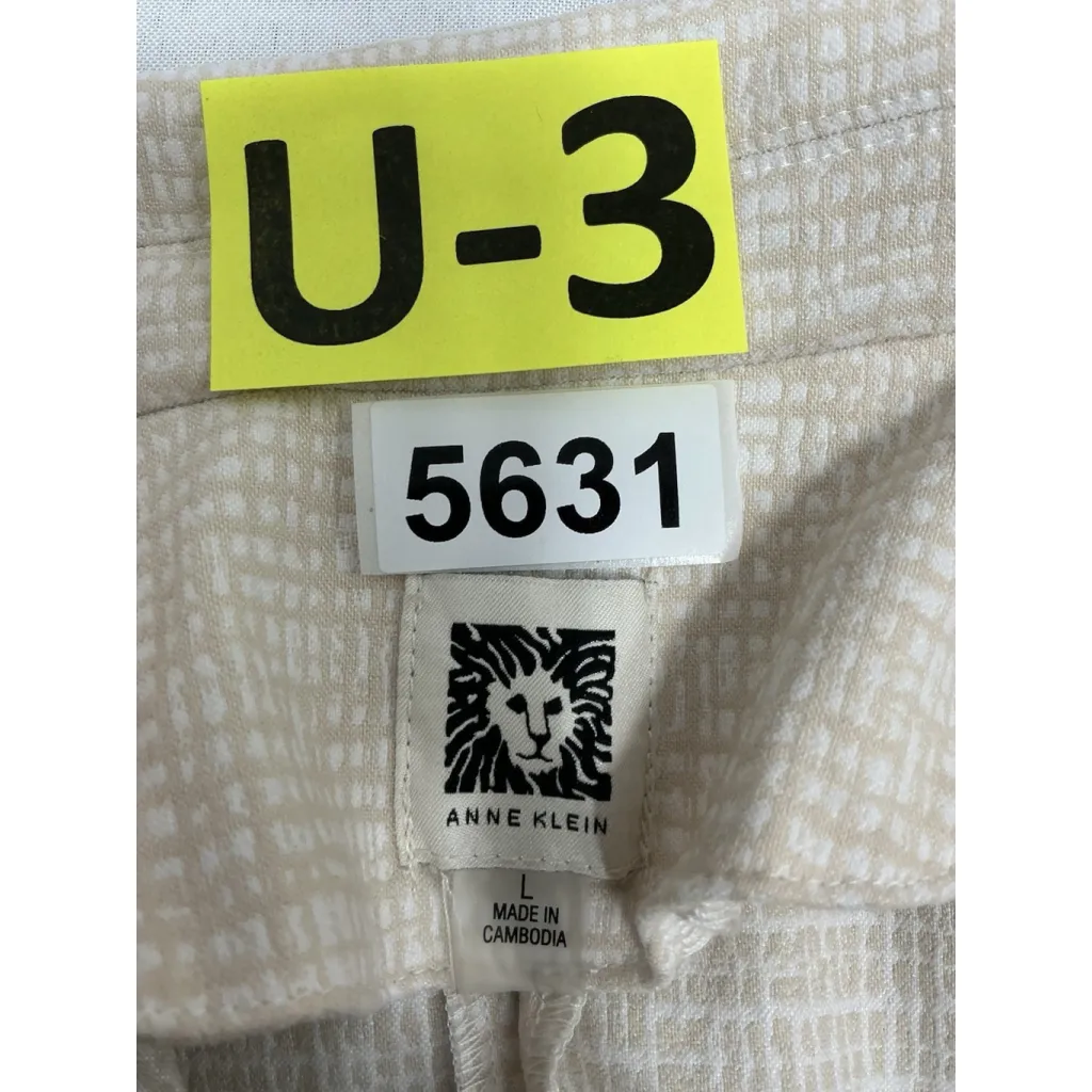 Womans Anne Klein Blazer Large Beige White button Padded Shoulders - Image 3