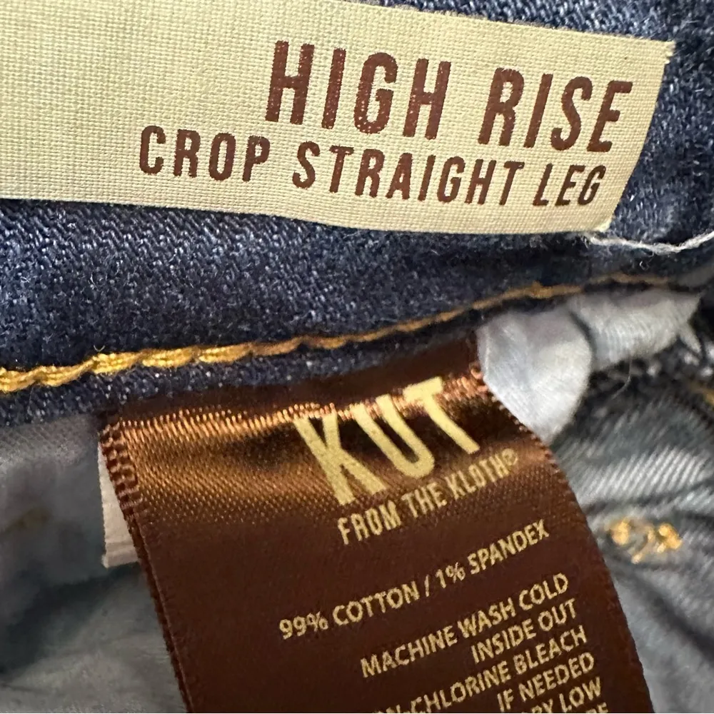 Kut From The Kloth High Rise Crop Straight Leg Distressed Raw Hem Size 6 - Image 6