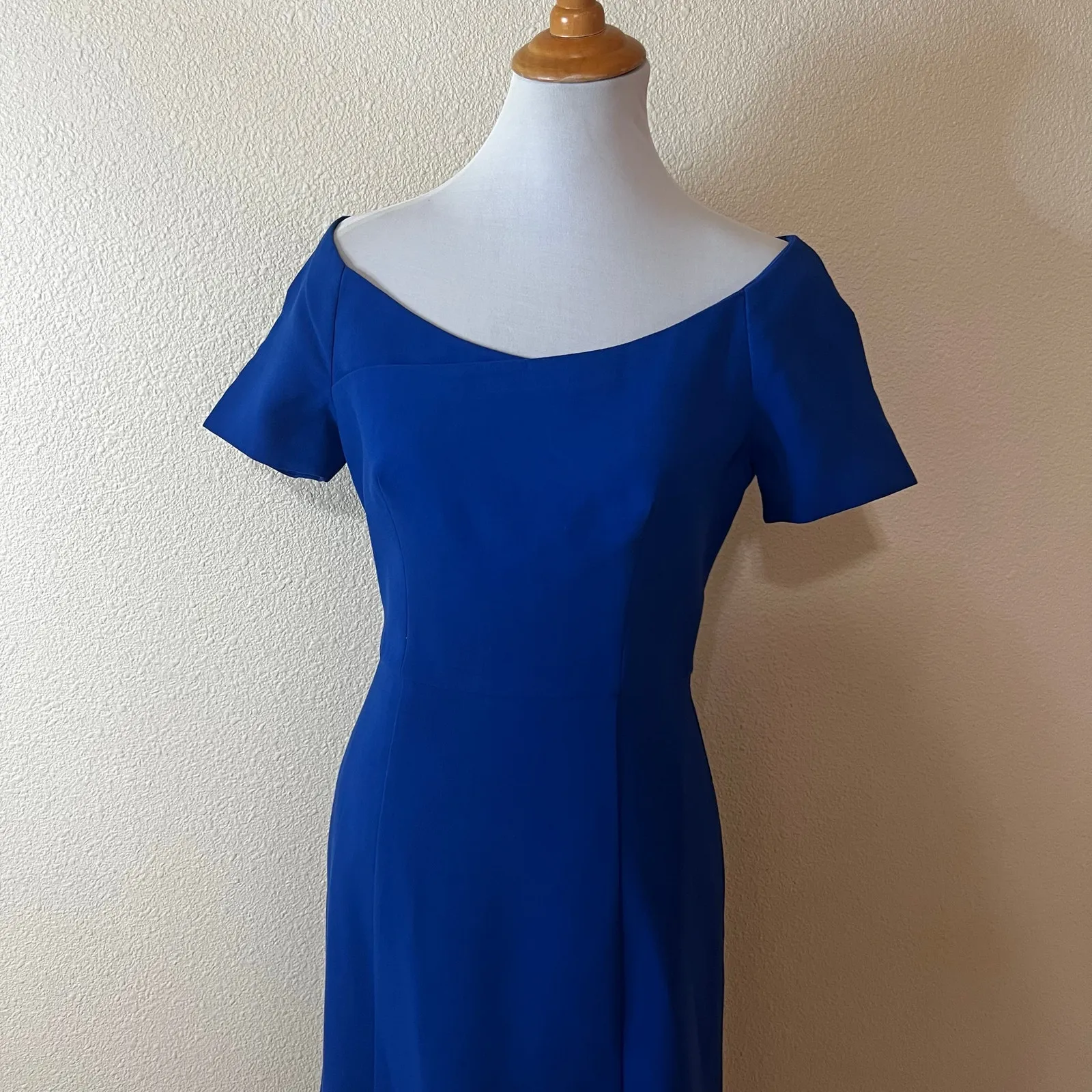 Black Halo Nelia Fit and Flare Boat neck Midi Dress in Shoreline Blue 6 - Image 3