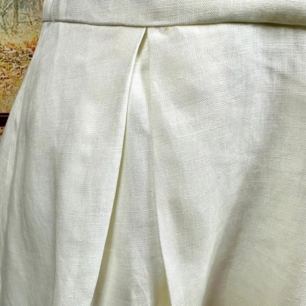 Socapri 100% Flax White Midi Dress Ivory Made in Italy 46 (10 us) - Image 8