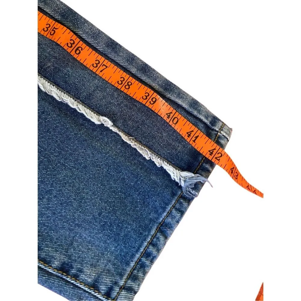 Pretty Little Thing Frayed Long Line Jeans Denim Fringe Boho Bohemian Hippie - Image 11