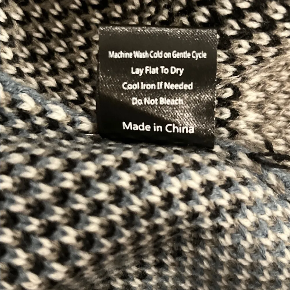 POL Anthropologie Abstract Open Cardigan Duster Sweater Sz L Teal Black - Image 8