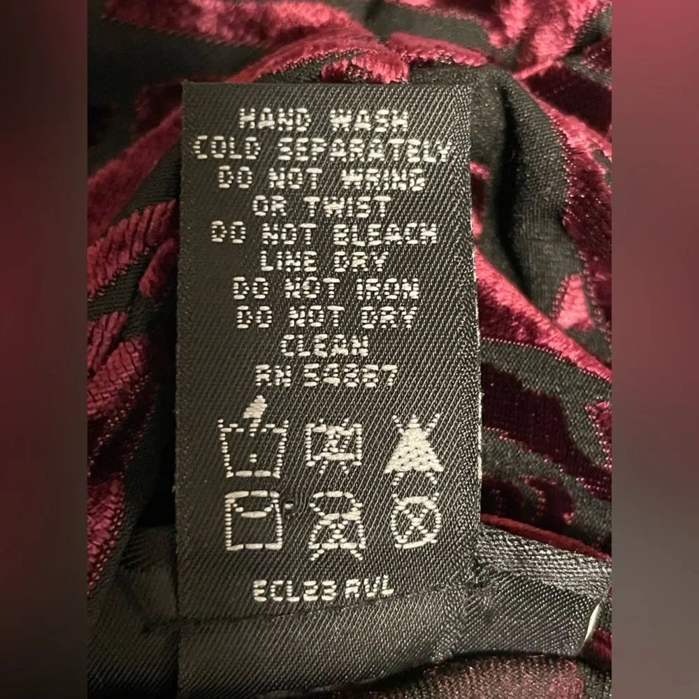 Express Cowl Neck Sleeveless Faux Velvet‎ Floral Tank Blouse Merlot Red Size XL - Image 7