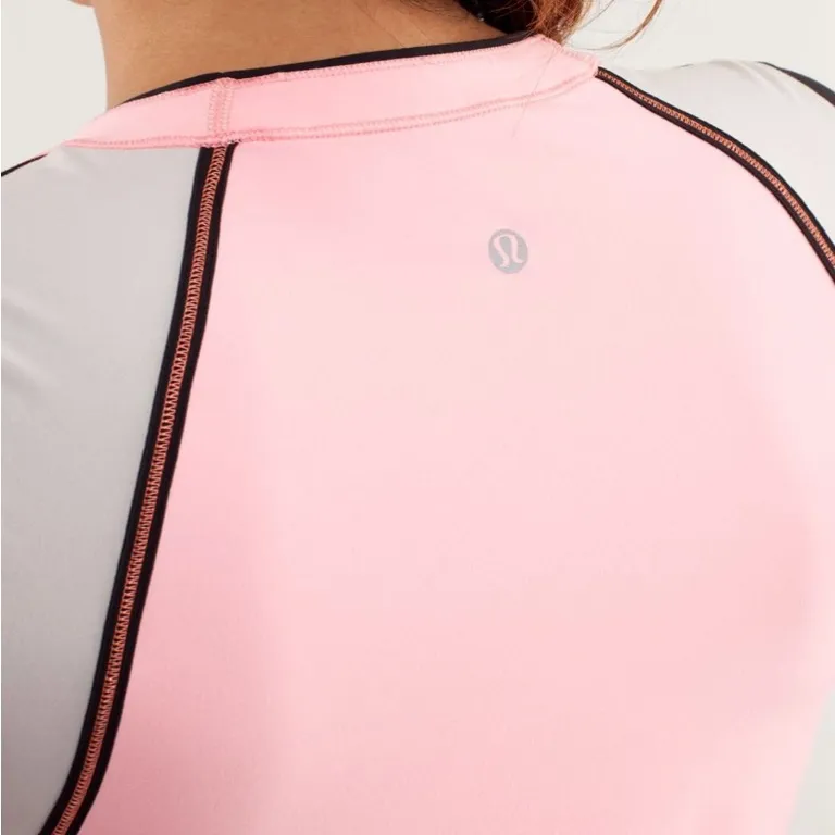 Lululemon Run:Layer Me Long Sleeve Bleached Coral Dune Black Sz 6 Rare Colorway - Image 4