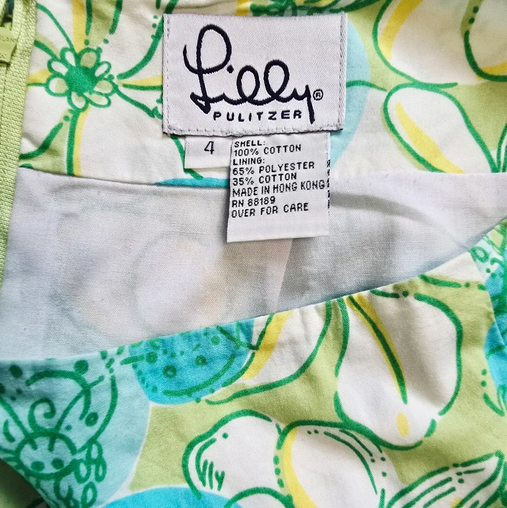 Lilly Pulitzer Vintage Y2K floral crab print crabcake green skirt size 4 - Image 5