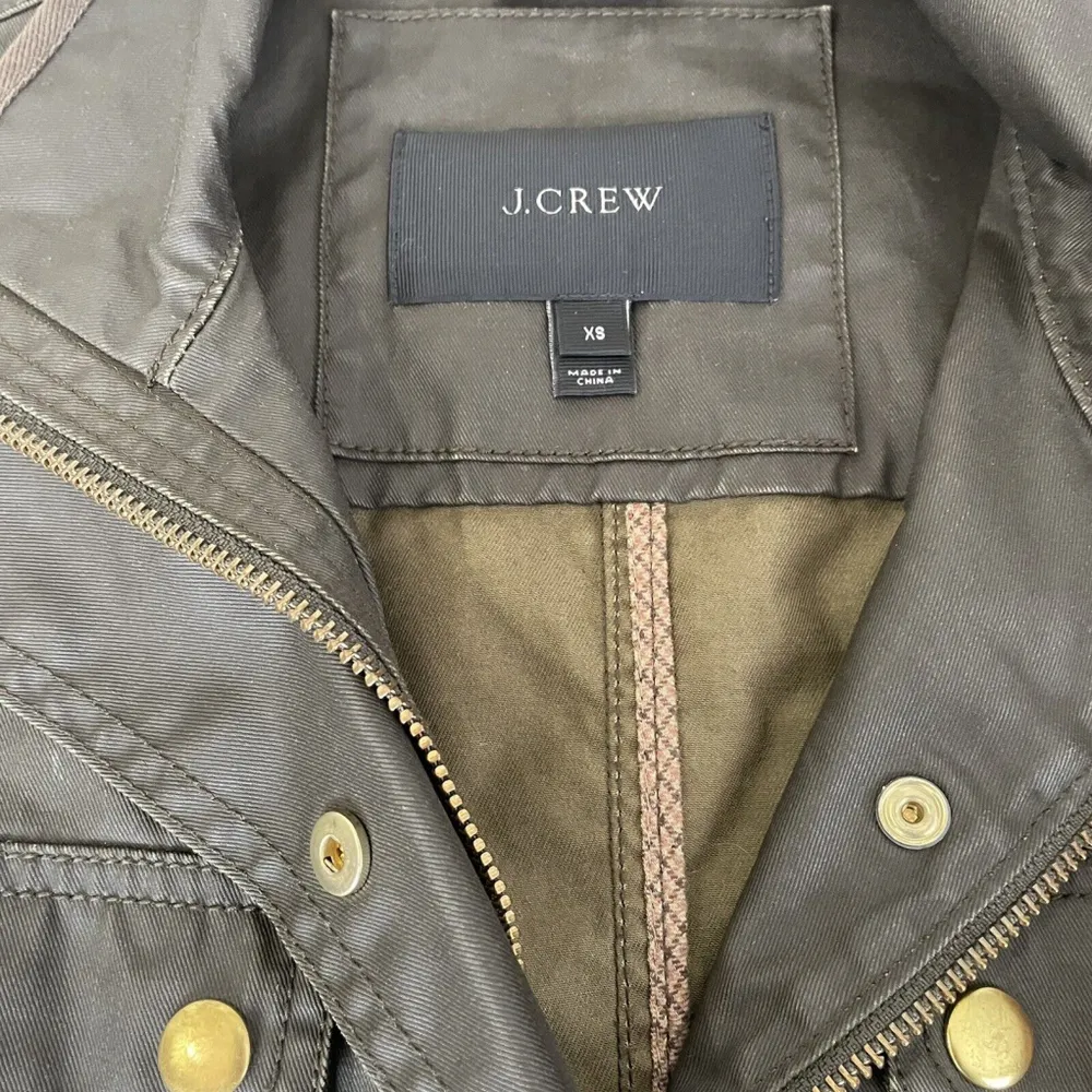 J Crew Relaxed Boyfriend Downtown Field Military Jacket Dark Green/Brown XS - Image 2