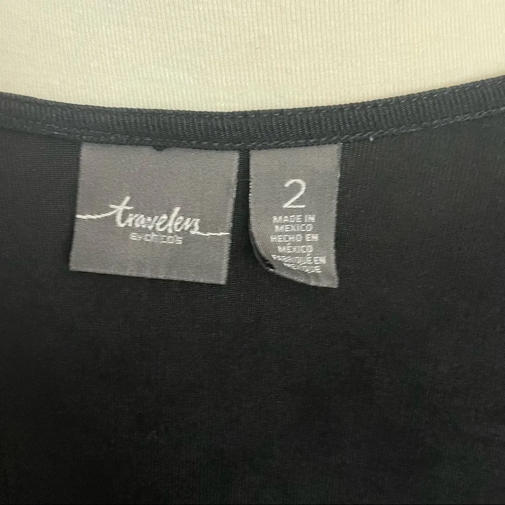 Chicos Travelers Cardigan Open Front High Low Hem Lagenlook Buttons Black - Image 13