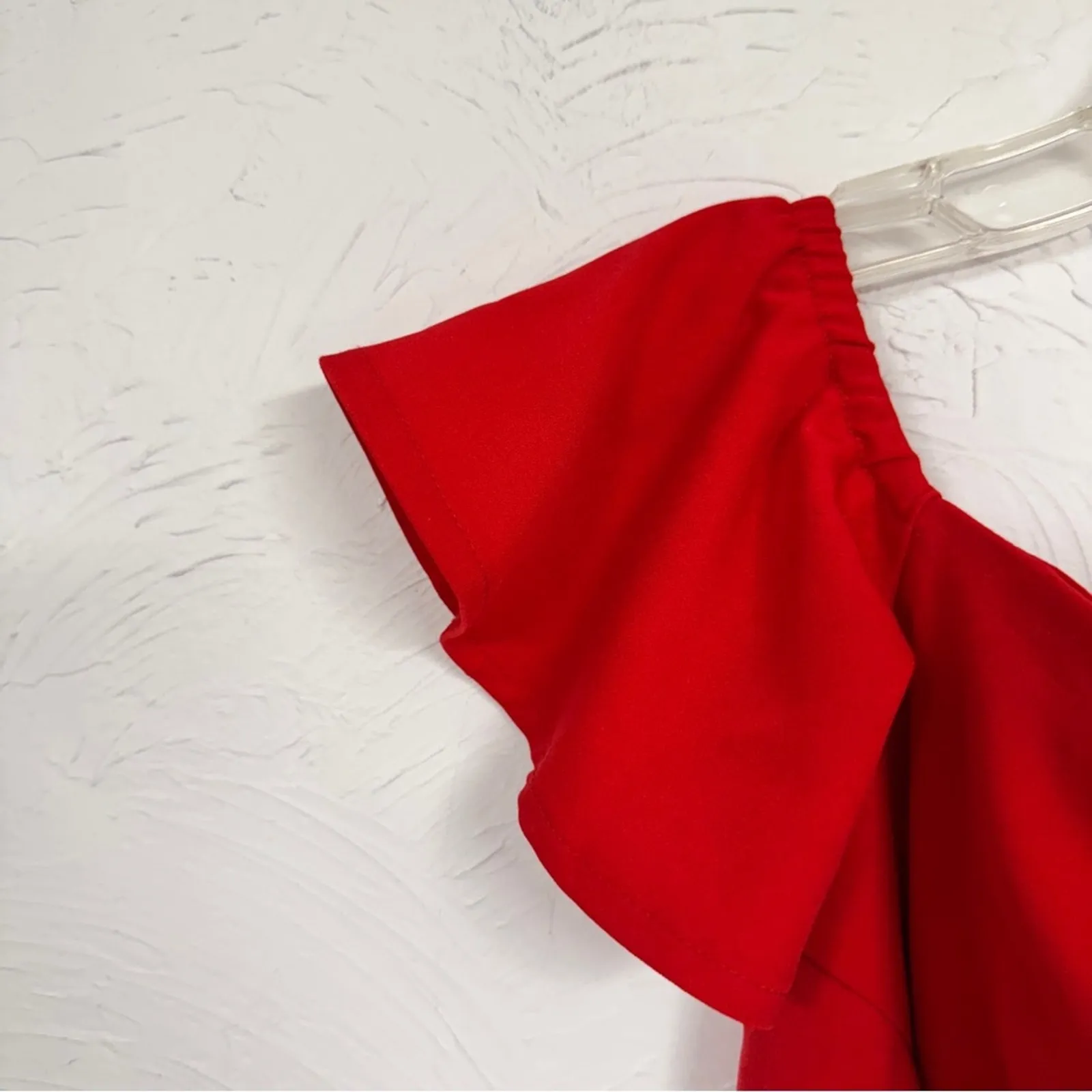 Runaway Red Off Shoulder Ruffled Romper Womens XS Coquette Bow Summer Party - Image 2